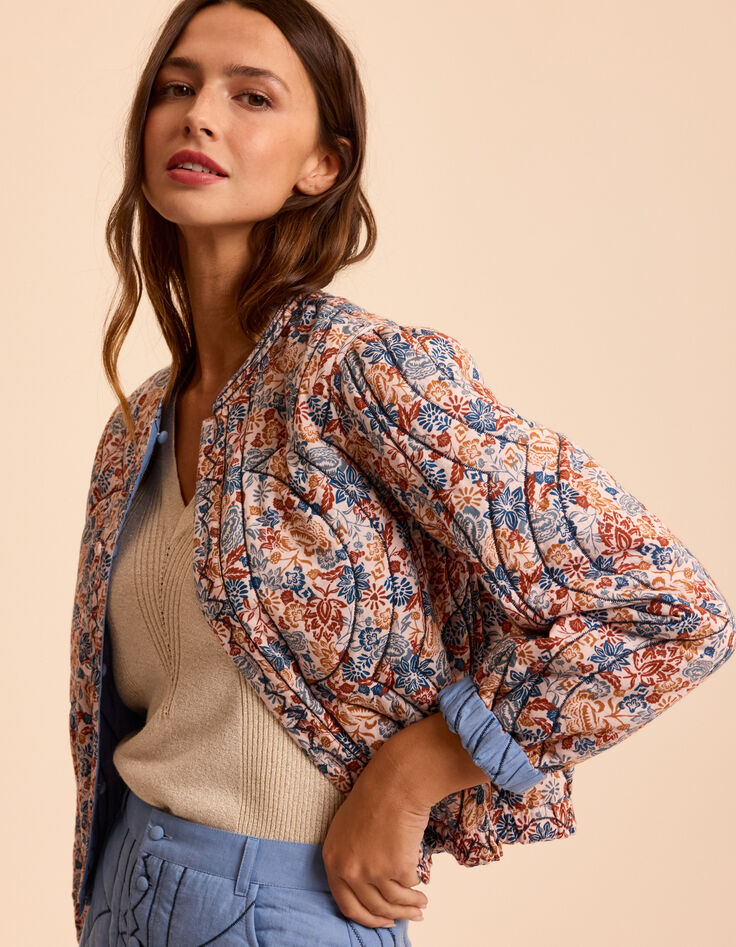 Bomber réversible matelassé bleu et fleurs I.Code-6 Bomber réversible matelassé bleu et fleurs I.Code-6