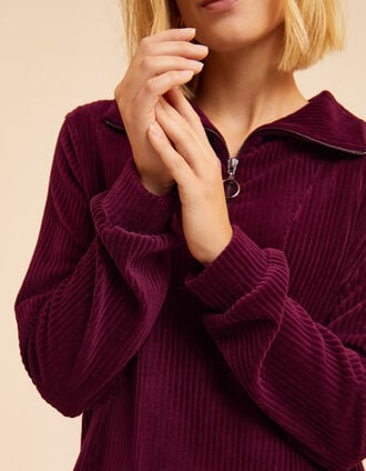 Bordeauxrotes Kleid Rippstrick I.Code