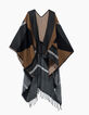 Poncho cognac jacquard géométrique I.Code-1