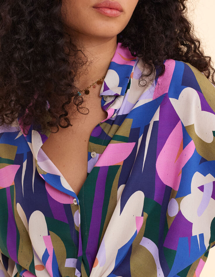 Chemise beige visuel floral graphique I.Code x THE FEEBLES-5