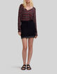 Schwarzer Damenfeinstrickpullover mit Ikatmuster-6
