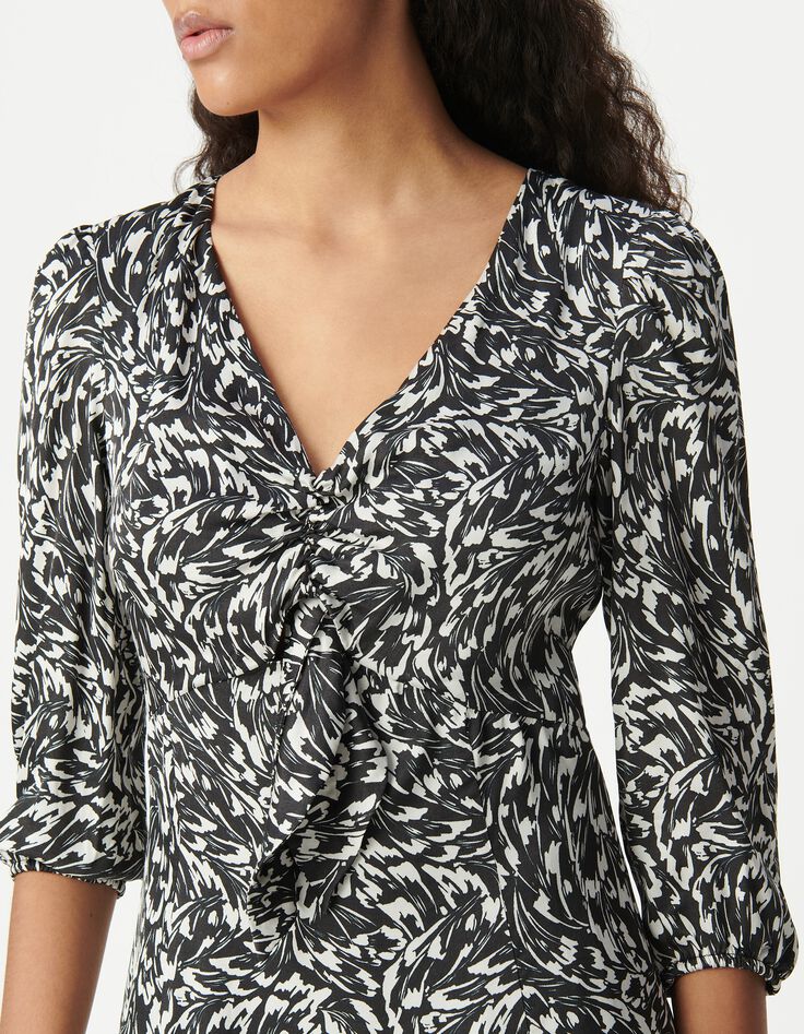 Schwarz LENZING&trade; ECOVERO&trade; Minimal Blumenschleife Kleid Damen-4