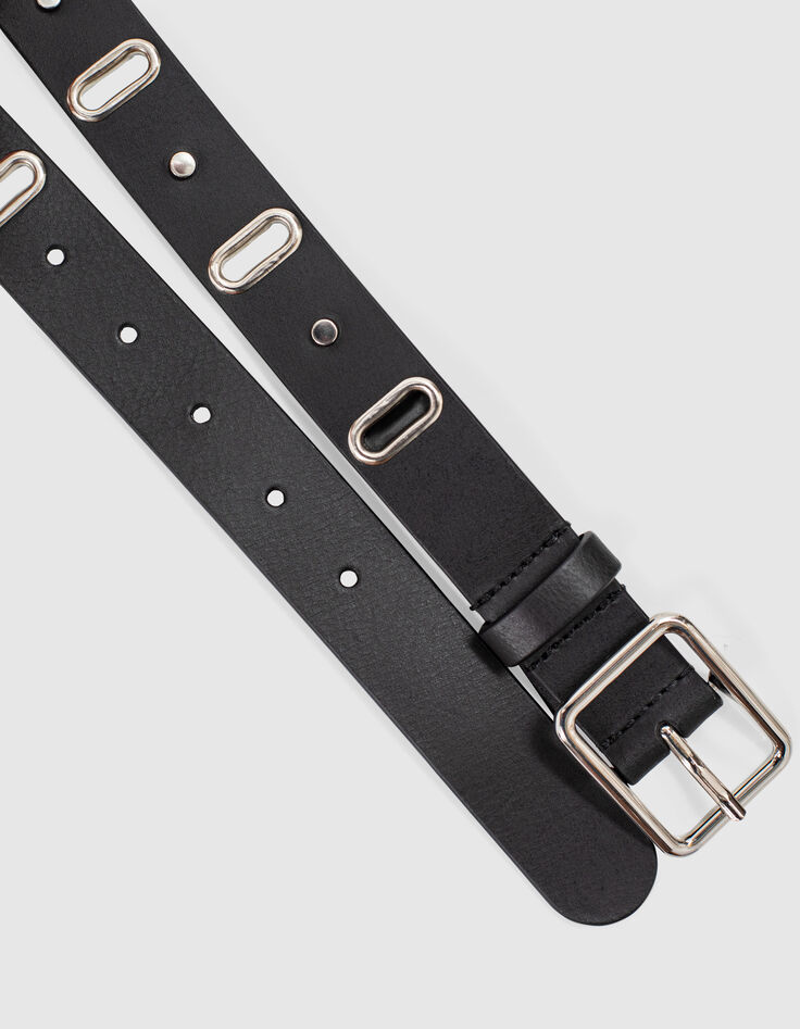 I.Code black leather belt with small chain-3 I.Code black leather belt with small chain-3