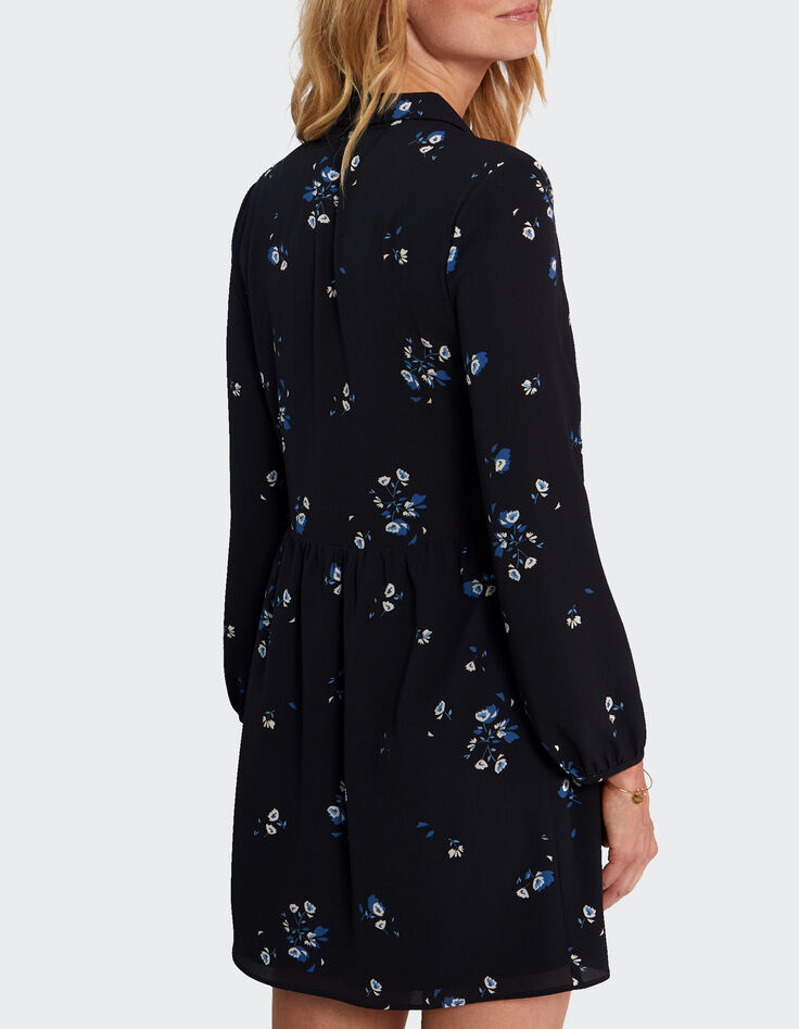 Vestido negro estampado floral I.Code-3 Vestido negro estampado floral I.Code-3