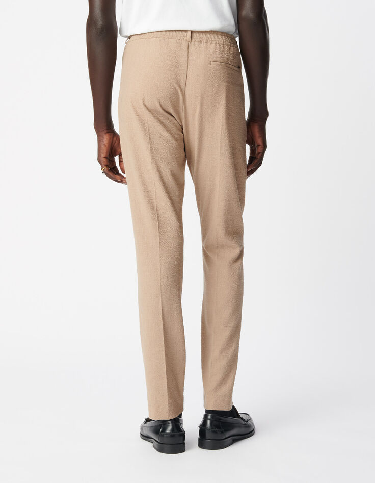 Pantalones de traje beige oscuro seersucker para Hombre-2