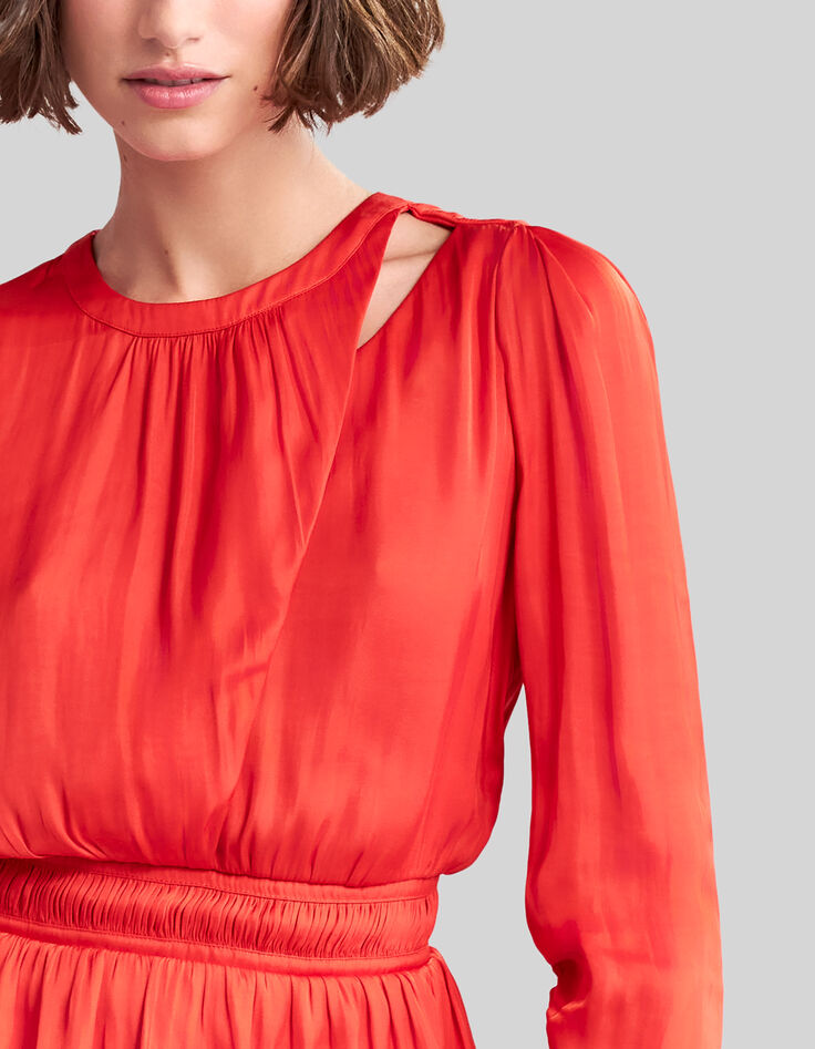 Orangefarbene Damen-Bluse aus recyceltem Material-3