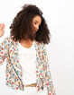 Veste de motard rose poudré imprimé floral et doré I.Code-1