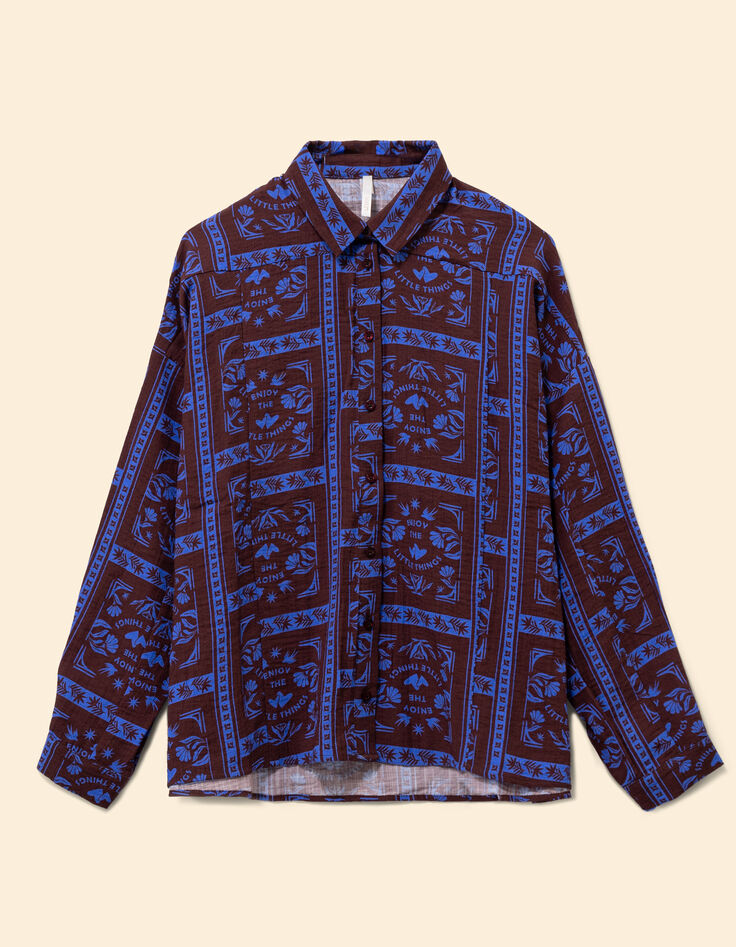 Overhemd lange mouwen patchwork tekst I.Code-5