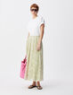 Falda floral de rayas verdes para mujer-3
