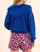 Blaue STRICKJACKE mit Kapuze und Reißverschluss, Lurexstrick I.Code-3