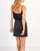 I.Code black leather skirt with studded belt-5