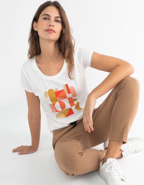 Tee-shirt blanc visuel arty couleur et or I.Code 