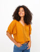 Top amarillo con encaje y manga murciélago I.Code-1