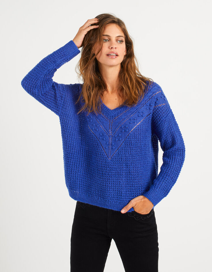 Jersey azul eléctrico punto mohair mezclado I.Code-2