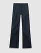 Ungebleichte Flare-Damenjeans hohe Taille Falten vorne-7