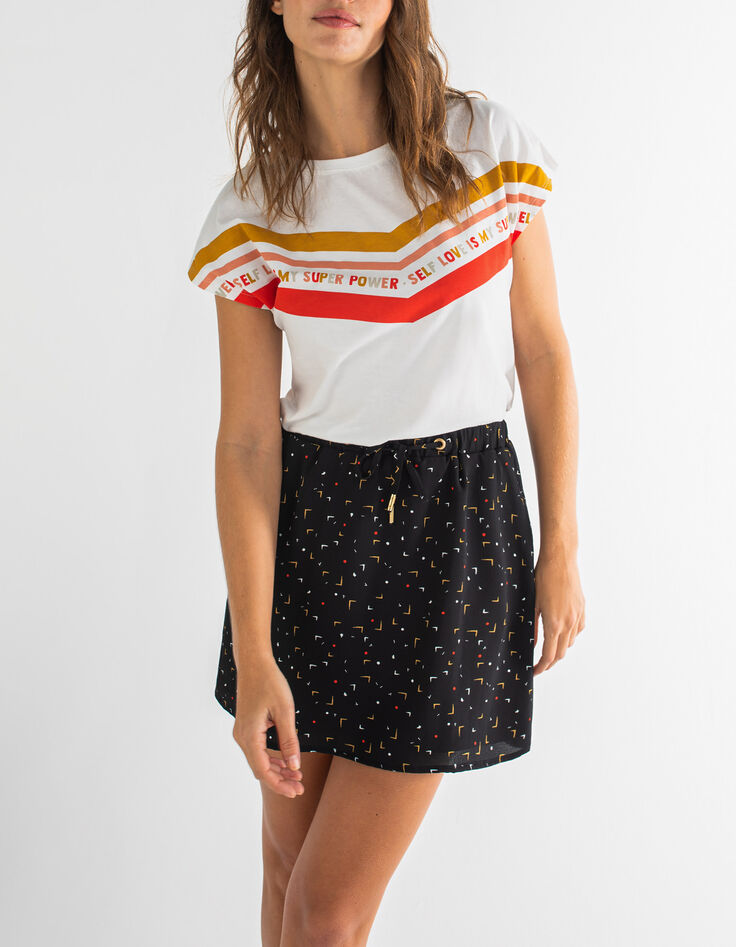 I.Code black arty minimalist print skirt-1