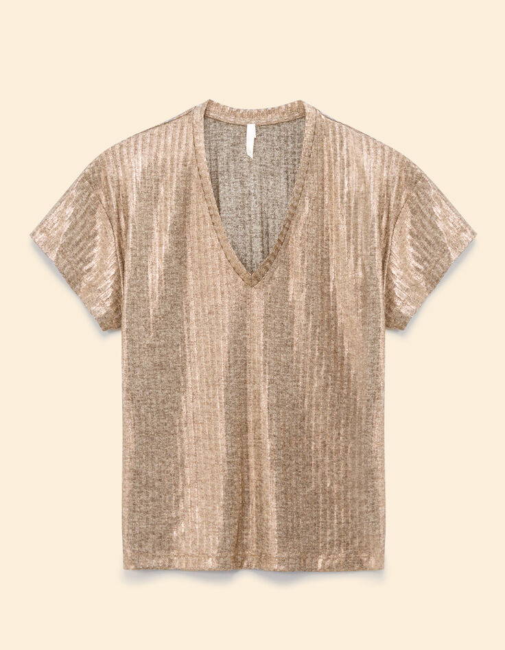 I.Code gold ribbed T-shirt-7