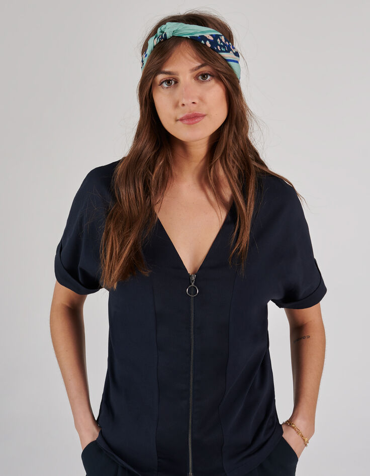 Marine top in twee materialen met rits I.Code-2