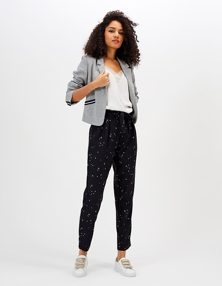 Veste gris clair chiné en maille piquée I.Code-6