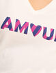 Tee-shirt manches courtes blanc message rayures I.Code-5