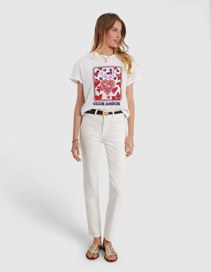 I.Code off-white T-shirt, rock mini-flower & heart image - I.CODE