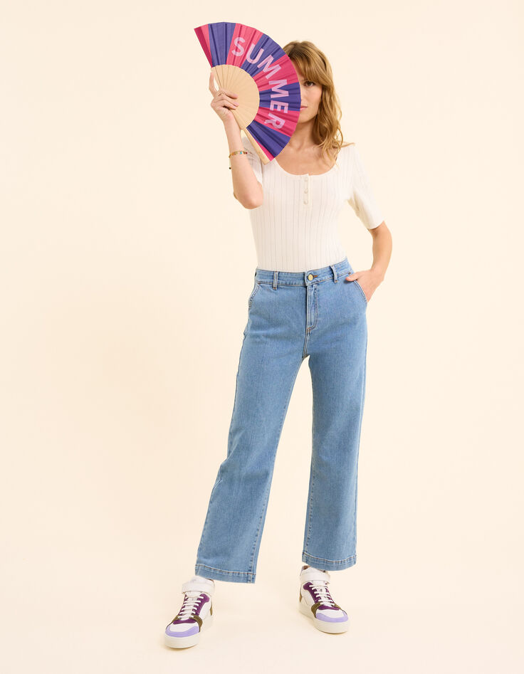 Blaue verwaschene gerade abgeschnittene Jeans I.Code-1