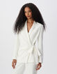 Women's white knotted-side suit jacket-3