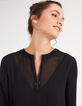 Vestido negro cuello cremallera espalda plisada I.Code-4