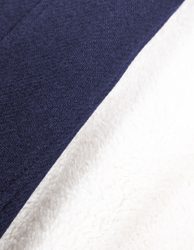 I.Code navy fur-lined woolcloth short coat-8