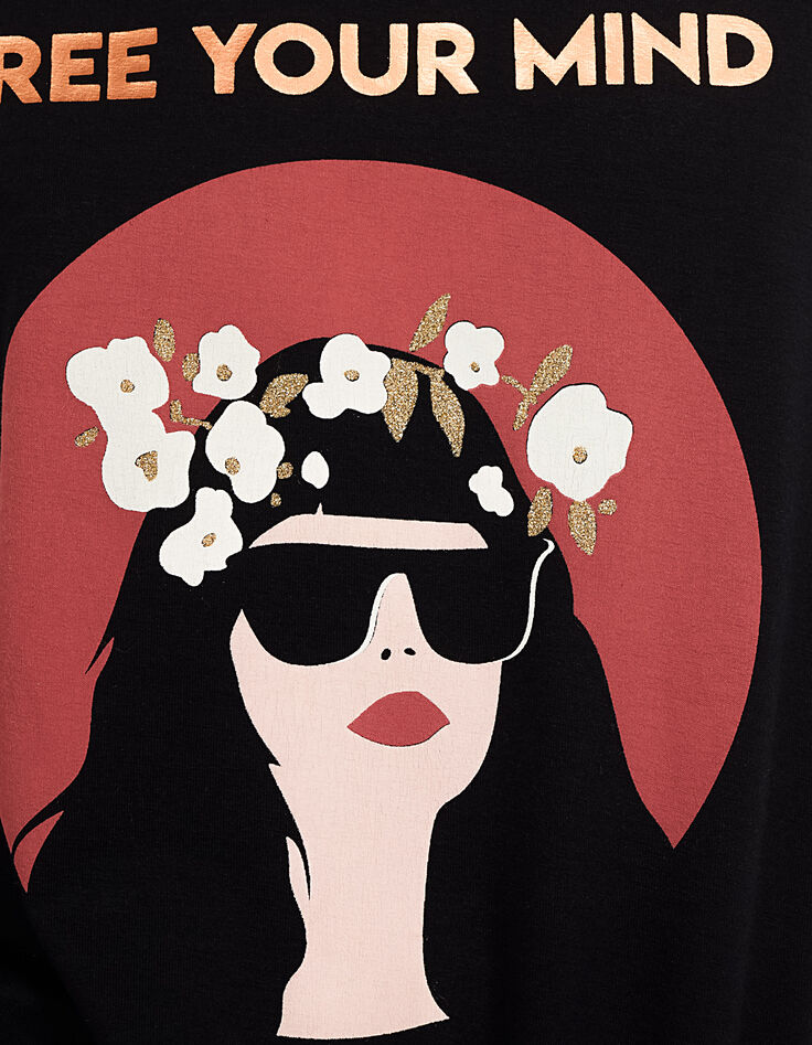 Zwart T-shirt Free your mind met gezicht I.Code-2