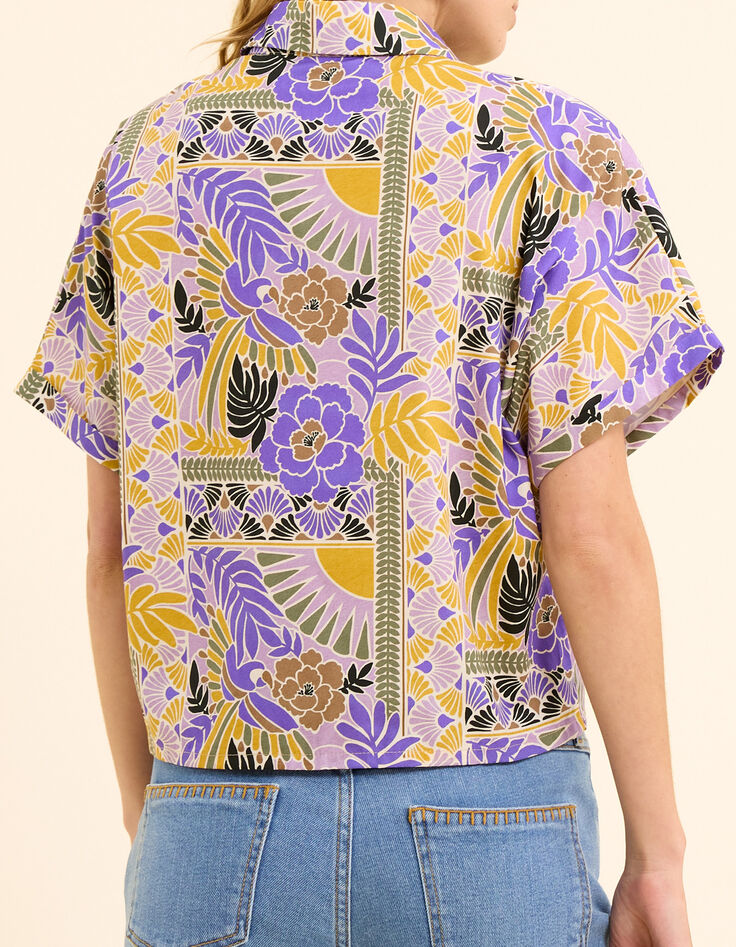 Chemise manches courtes parme imprim&eacute; perroquets I.Code-3