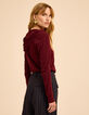 I.Code burgundy hooded T-shirt with zipped neck-3