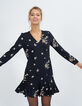 I.Code black bouquet print dress-1
