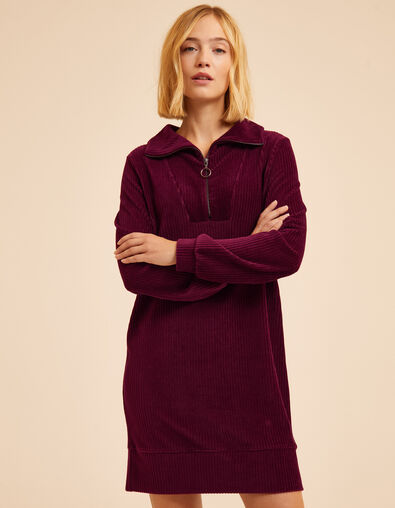 I.Code burgundy corduroy zipped dress