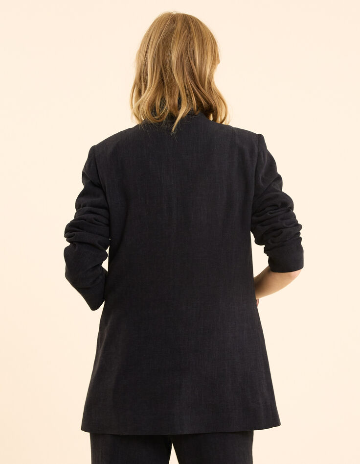 Anzugjacke aus schwarzem Baumwoll-Leinen I.Code-4