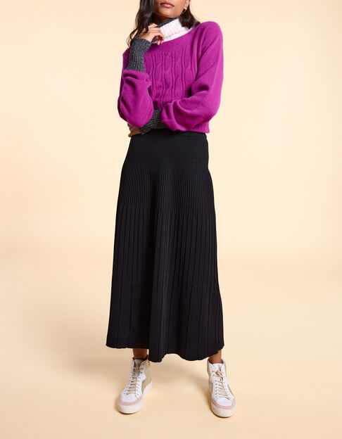 Zwarte midi-plooirok tricot I.Code x Lafran&ccedil;aise
