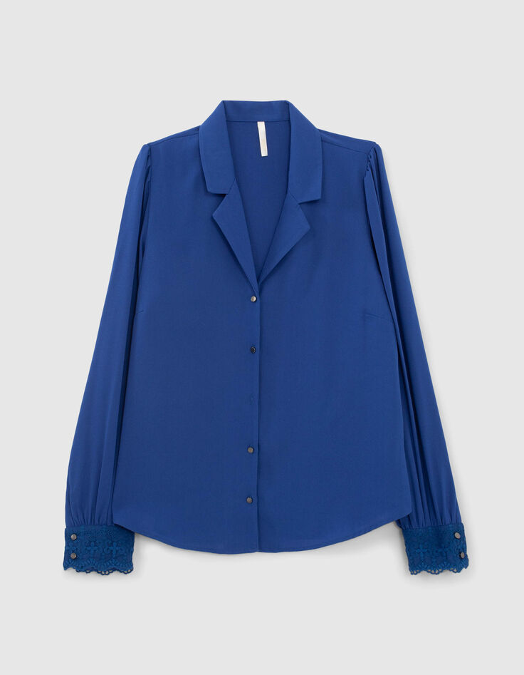 Camisa azul eléctrico con puños bordados I.Code-6