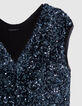 Blaues Damen-Top mit Pailletten wendbar-3