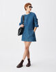 Blaues Kleid aus Denim f&uuml;r Damen mit drei aufgesetzten Taschen-1