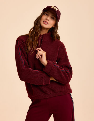 I.Code burgundy striped sherpa sweatshirt
