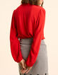 Vloeiende rode hemdblouse vlechtdetail I.Code-3