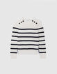Cremefarbener Damen-Matrosenstrickpullover Ankerkn&ouml;pfe-6