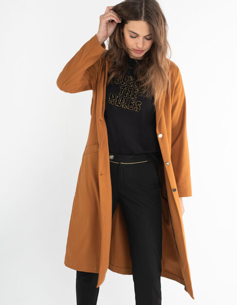 I.Code fawn trench coat with decorative buttons
