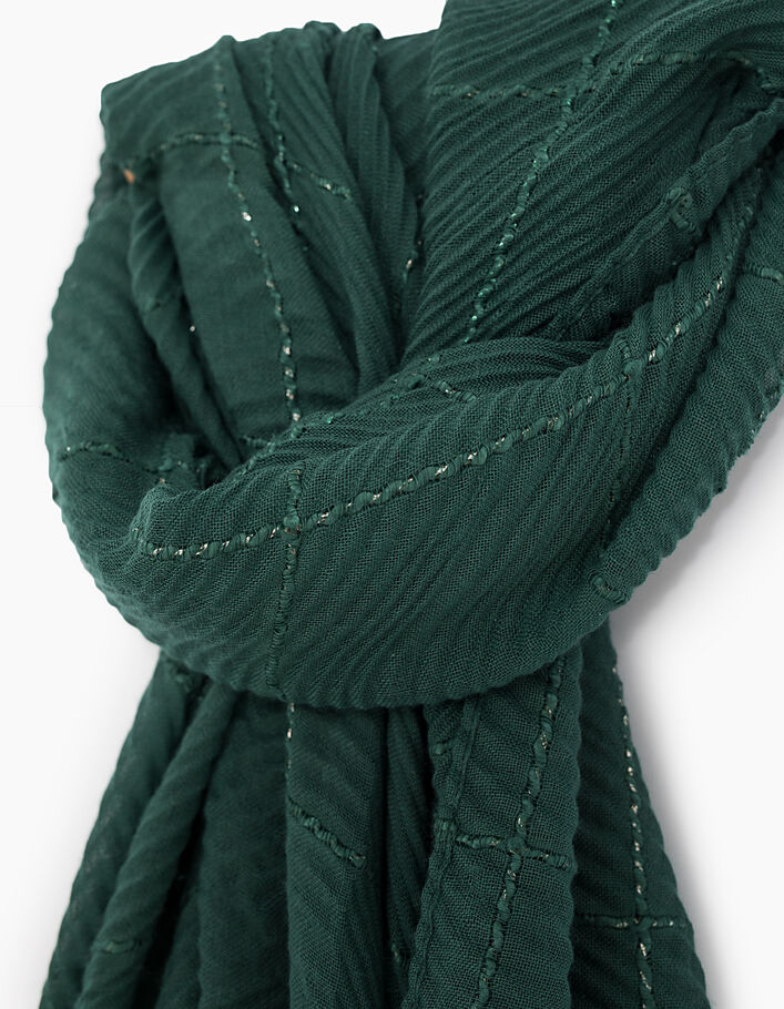 Smaragdgroene plissé-sjaal met ruiten I.Code - I.CODE