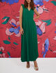 Robe longue verte plissée I.Code-1