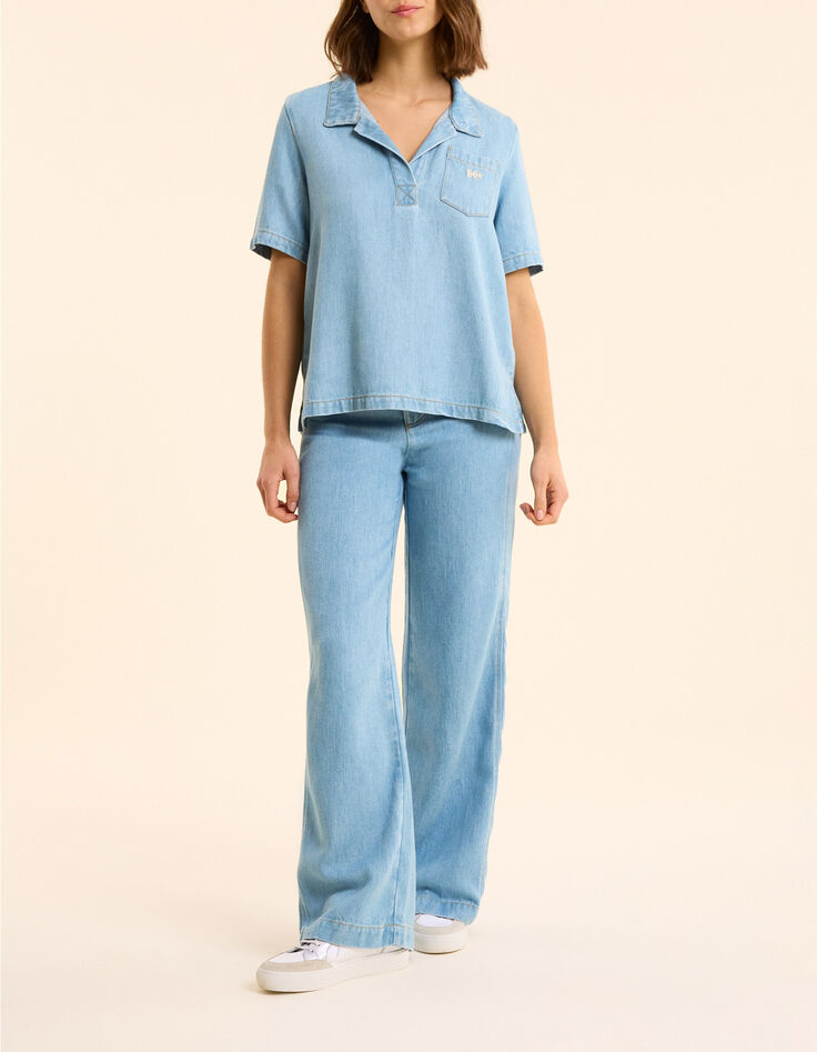 Top en jean bleu esprit vareuse I.Code-6