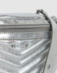 Damen 1440 G&uuml;rteltasche aus gestepptem Leder in Silber-7