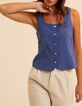 Top bleu jacquard fantaisie boutonn&eacute; I.Code-1