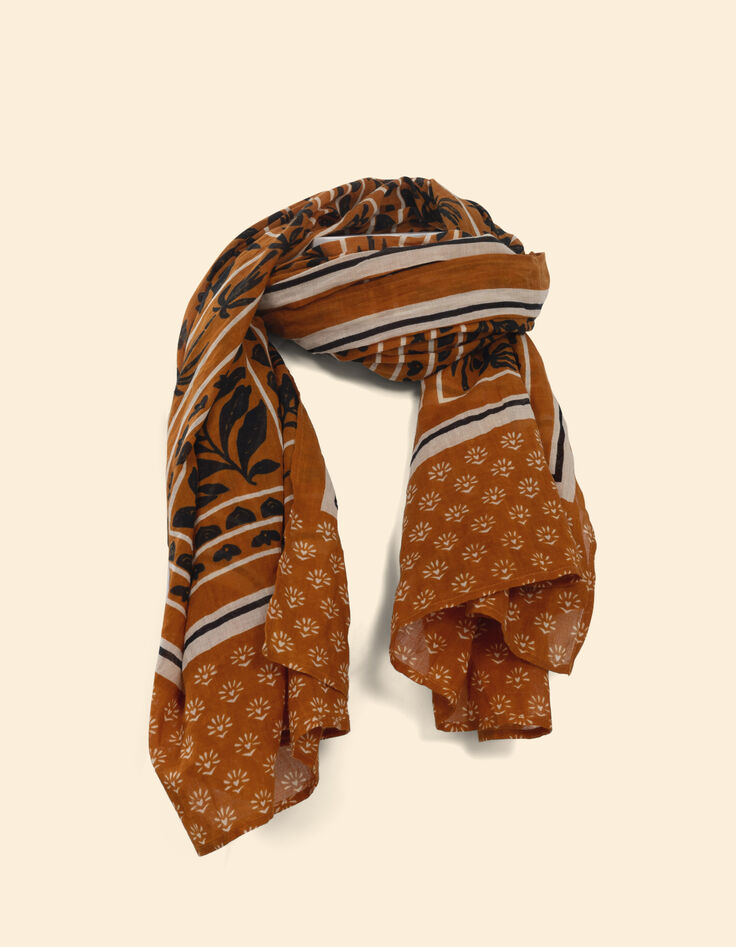 Camel mix floral heart scarf and plant bandana I.Code-1