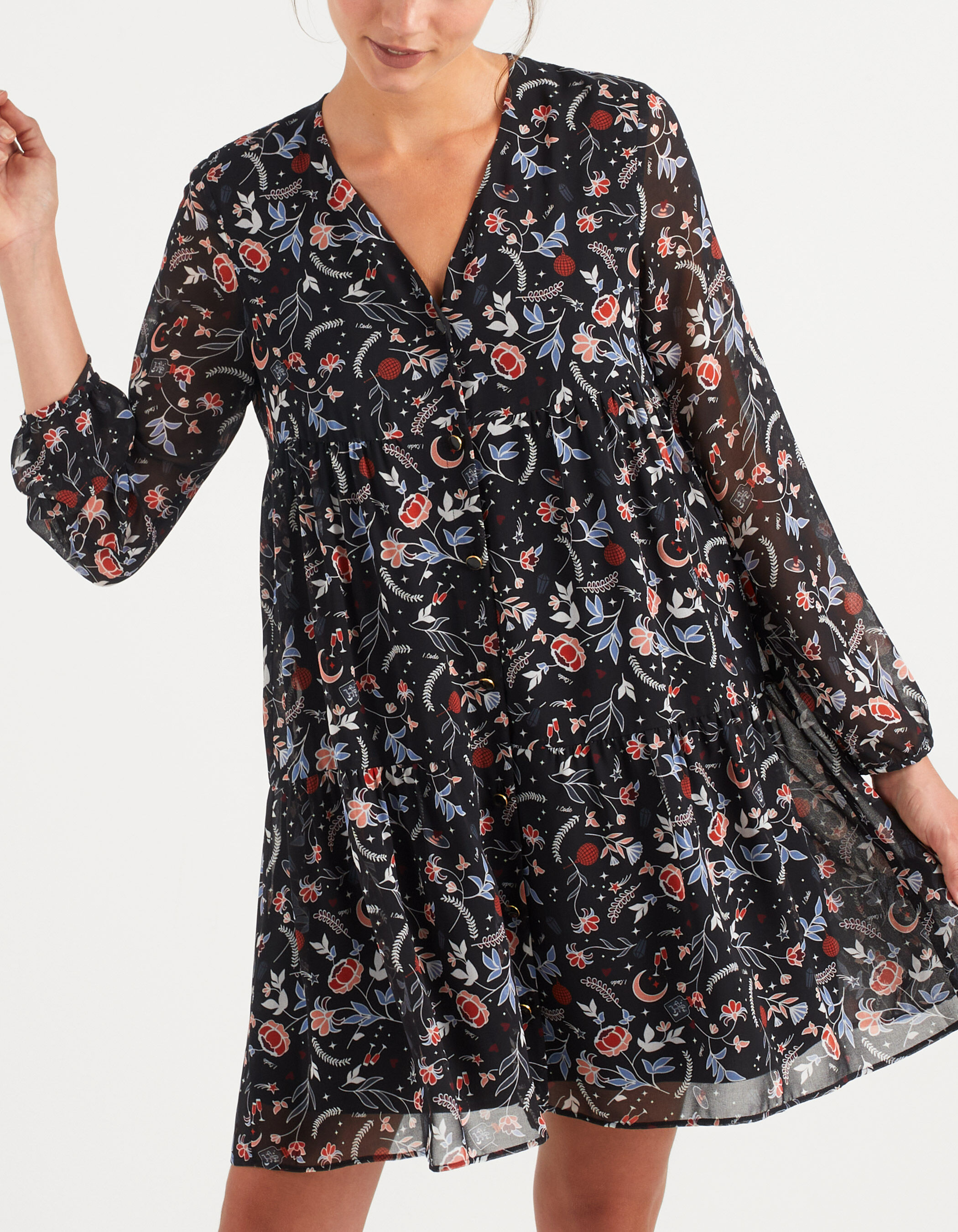 Robe noire à fleurs deals